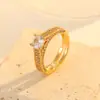 Nueva Moda Transfronteriza Lujo Accesible Diseño de Anillo Sencillo Chapado en Cobre Oro de 18 Quilates Incrustado Zirconia Oval Colorida Joyería de Mano