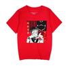 Camiseta de la serie de batallas Manshu verano moderna talla grande delgada pareja Estudiante cuello redondo manga corta Camiseta de anime