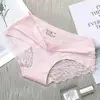 Roupa íntima de Renda de Seda de Gelo Feminina Cintura Média Sem Costura Forro de Algodão Amigável à Pele Tamanho Plus Sexy Respirável Ultrafina Poucas Calcinhas Femininas