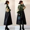 Vestido de Punto Patchwork de Manga Larga con Cuello Alto y Mangas de Farol Nuevo Otoño 2026 Japonés y Coreano