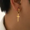 Aretes en forma de cruz, accesorios con un toque de alta gama, aretes transfronterizos de nicho, simples y elegantes, versátiles, aretes de lujo ligero para mujer, venta al por mayor