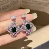 Colar e Brincos Pingente Flor de Zircônia Estilo Palácio Retrô, Corrente para Clavícula de Luxo Leve de Alta Qualidade, Conjunto de Joias da Moda Feminina