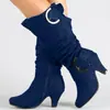 Fornecimento constante de estação independente comércio exterior AliExpress WISH mercadorias sapatos femininos europeus e americanos botas femininas fivela de cinto plus size 40-43