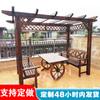 Rack de Uva para Varanda de Madeira Anticorrosiva Casa Pátio Lazer Pavilhão de Madeira Maciça Carbonizada Jardim Externo Mesa e Cadeira Simples Pavilhão