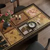 Jogo Americano de Mesa de Jantar Levemente Luxuoso e de Alta Qualidade, Estilo Antigo, Impermeável, à Prova de Óleo, Anti-Escaldante, Sem Lavagem, Toalha de Mesa para Mesa de Centro de Sala de Estar, Jogo Americano de Silicone