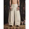 Jeans retro americanos con estampado de leopardo y diseño de sable cruzado para hombre, estilo primavera y otoño, diseño de alta costura, pantalones de pierna ancha holgados y adelgazantes