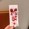 Pinzas para el Cabello Infantiles de Año Nuevo, Accesorios para el Cabello con Moño Rojo, Pasadores de Dibujos Animados Sanrio, Pinzas para Flequillo de Niña Pequeña