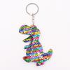 Llavero de dinosaurio de lentejuelas reflectante de doble cara, colgante para bolso de mujer, accesorios al por mayor