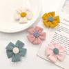 Tocado infantil de flores de cinco pétalos de tela a rayas coreanas, accesorios para manualidades, girasol, ropa, bolso, accesorios de decoración