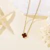 Collar de Acero Inoxidable de Cuatro Hojas Transfronterizo para Mujer, Cadena para Clavícula con Colgante de Trébol de la Suerte de Nácar por Ambos Lados, Joyería de Lujo de Nicho