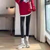 Leggings de canalé vertical para mujer para usar como prenda exterior en otoño e invierno, versátiles, adelgazantes, alta elasticidad, forrados de polar, engrosados, cálidos, disponibles para venta al por mayor