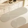 Tapete de Chão Oval para Cozinha Vento Silencioso Absorvente Secagem Rápida Fácil de Limpar Tapete de Chão Doméstico Resistente ao Desgaste Tapete de Pé de Diatomito