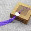 Colgante de borla de loto Abanico de ropa de borla de loto de jade blanco artificial Estilo chino Decoración colgante de linterna Colorido