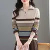 Suéter de malha com meia-ziper plus size 2026 para mulheres, novo estilo outono e inverno, casual versátil de camada base, emagrecedor e que reduz a idade