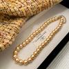 Estilo Francês Luxo Leve Sensação de Alto Padrão Corrente de Colar com Pérolas Shijia Douradas Luxo Leve Elegante Simples Corrente para Vestido Tendência Versátil