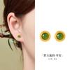 Pendientes con forma de huevo de jade y jaspe hetiano natural de Fujian y Guangdong para mujer, de plata de ley S925, nuevos pendientes chinos de temperamento simple y versátiles