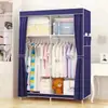 Guarda-Roupa Simples com Cabides Duplos, Guarda-Roupa de Tecido com Reforço de Tubo de Aço, Guarda-Roupa com Estrutura de Aço, Armário Dobrável para Armazenamento de Dormitório, Guarda-Roupa à Prova de Poeira, Transfronteiriço