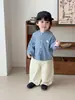 Conjunto de Chaqueta con Capucha a Cuadros para Niños Primavera y Otoño Conjunto de Dos Piezas: Camiseta Estampada de Manga Larga para Bebé e Infantil Pantalones Casuales de Pierna Ancha