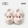 Pantuflas de felpa de algodón para mujer para otoño e invierno, engrosadas y cálidas para uso en casa, pantuflas antideslizantes y de felpa para usar al aire libre en invierno