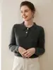 Suéter de Cachemira a la Moda con Cuello Polo, Nuevo Top Suave de Cachemira Pura para Mujer Otoño e Invierno, Tendencia