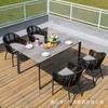 Cadeira de Rattan para Exterior Direto da Fábrica Tecida para Loja de Chá com Leite ao Ar Livre Mesa e Cadeira para Exterior à Prova de Chuva e Sol Mesa de Centro Rattan de Lazer