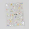 Adesivos de Unha com Relevo Floral de Primavera Guirlandas de Flores 3D Borboletas Flores Silvestres Coloridas Adesivos de Unha DIY Usáveis Acessórios