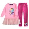 Terno de vestido infantil 2022 primavera e outono para meninas estilo ocidental saia de banheiro leggings de duas peças roupas infantis entrega de uma peça