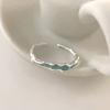 Anillo de Línea de Costa de Plata de Ley S925 para Mujer Estilo Ins Azul Claro Color Menta Aceite de Goteo Viento Frío Textura Irregular Anillo de Dedo