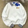 Sudadera de dos piezas falsas con estampado de gato estilo Ins, divertida y linda, con cuello polo para mujer, Top estilo coreano para Otoño e Invierno 2025