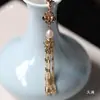 Horquilla Hanfu con Borla Colgante Semiacabado, Calidad que Conserva el Color Borla de Mariposa Romboidal, Una Borla de Nube Borgoña
