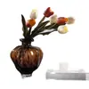 Noche Oscura Estilo Fluido Tulipán Artificial Florero Falso Sala de Estar Estilo Ins Té Negro Arreglo de Flores de Seda Adornos Decorativos