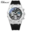 Reloj multifuncional para hombre Chenxi, tres subesferas seis manecillas, fabricante de origen para transmisiones en vivo transfronterizas, silicona, calendario, impermeable, cuarzo