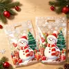Nueva bolsa de pie navideña transfronteriza, bolsa autosellable de galletas de dibujos animados, bolsa de embalaje para repostería de copos de nieve, bolsa con cierre hermético para caramelos