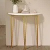 Mesa consola de entrada ultraestrecha de madera maciza nórdica contra la pared, mesa de entrada semicircular para uso doméstico en la sala de estar o el pasillo, mesa de arte de hierro