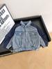 Xianao 2024 primavera inicial nova roupa infantil moda coreana bonito costura Jaqueta jeans moda primavera e outono para meninos legal