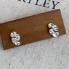 Pequenos, Personalizados, de Alta Qualidade, Metal Plissado Ondulado, Agulha Prateada, Design Criativo, Brincos Exquisitos e Elegantes
