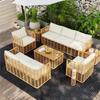 Combinación de sofá y mesa de centro de ratán para exterior, sala de estar al aire libre, muebles de patio, villa, balcón, protección solar impermeable, silla de ratán para ocio