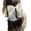 Diadema con lazo de malla estilo hada, horquilla grande blanca con clip para la parte posterior de la cabeza de princesa súper hada, accesorios para el cabello estilo Mori para mujeres