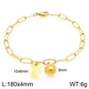 Pulsera Cuadrada de Moda con Letras Inglesas (26), Cadena Sencilla Tipo Clip Estilo Ins, Bola Redonda, Acero de Titanio Chapado en Oro de 18K