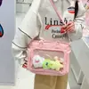 Nueva Bolsa de Hombro Ligera Cruzada Transparente con Insignia Estilo Japonés de Alta Apariencia Color Caramelo Chica Dulce