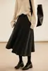 Falda de Lana Mezclada de Alta Calidad, Estilo Retro de Moda para Otoño e Invierno 2025, Cuatro Colores, Forma de Paraguas, Holgada y Cómoda, de Longitud Media