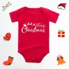 Macacão de Natal Europeu e Americano com estampa de veado e letra em inglês, triângulo vermelho, macacão de bebê, macacão jardineira, macacão
