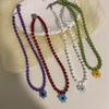 Nuevo Collar de Joyería para la Cabeza de Corea del Sur Collar Colorido con Cuentas Colgante de Flor Cadena Clavicular para Mujer Combinación con Todo