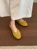 Zapatos de vestir de un solo color de estilo francés suave, de tacón bajo, suela blanda, bailarinas con lazo, mocasines planos de punta redonda sin cordones