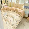 Juego de ropa de cama para dormitorio universitario individual de algodón puro, juego de cuatro piezas de sábana y funda de edredón 100% algodón