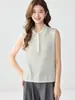 Chaleco de Punto sin Mangas con Cuello Polo de Cachemira Pura, Estilo Simple Ligeramente Maduro, para Mujer, para Ir al Trabajo, Adelgazante, Versátil