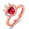 Anel de temperamento com banho de ouro 18K, coroa, zircônia vermelha, anel, cor dourada, moda, coroa, turmalina, diamante, temperamento, anel popular
