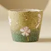 Taza de Té de Cerámica Roja Pedernal Hoja Verde Taza Maestra de Té Hogar Beber Té Juego de Té Kung Fu Taza Individual de Loto Pintada a Mano