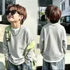 Camiseta de Manga Larga Falsa de Dos Piezas Estilo Nuevo Primavera y Otoño para Niños Medianos y Grandes Bebé Tejido Waffle Estilo Coreano Bonito Camiseta Base