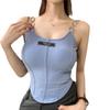 Chaleco de Tirantes de Cadena de Verano para Chica Caliente con Almohadillas para el Busto para Mujer para Usar Dentro y Fuera Tops Cortos de Nicho Sin Mangas de Espina de Pescado para Mujer
